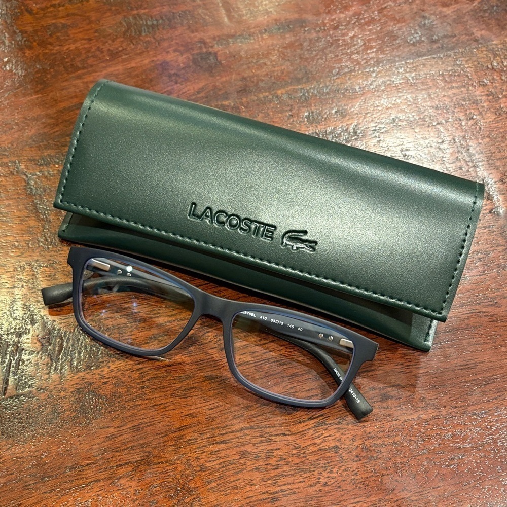 Lacoste Men’s L2876 Blue Light Glasses Frames Transparent Avio 53--15--145 NEW